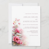 Elegant Pink Floral Wedding 招待状 (正面)