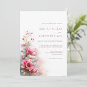 Elegant Pink Floral Wedding 招待状 (スタンド正面)