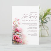 Elegant Pink Floral Wedding After Party 招待状 (スタンド正面)