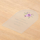 Elegant Pink Floral Wedding Invitation アクリル招待状 (レイダウン)