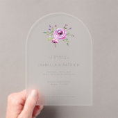 Elegant Pink Floral Wedding Invitation アクリル招待状 (インサイチュ (ポータブル))