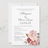 Elegant Pink Floral Wedding Invitation 招待状 (正面)