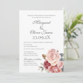 Elegant Pink Floral Wedding Invitation 招待状 (スタンド正面)