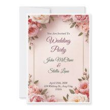 Elegant Pink Floral Wedding Invitation