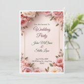 Elegant Pink Floral Wedding Invitation 招待状 (スタンド正面)