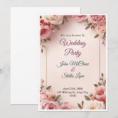 Elegant Pink Floral Wedding Invitation 招待状 (正面/裏面)