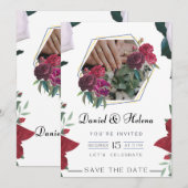 Elegant Pink Floral Wedding Invitation Custom Card 招待状 (正面/裏面)