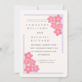 Elegant Pink Floral Wedding Invitation - Customiza 招待状