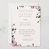Elegant Pink Floral Wedding Invitation - Customiza 招待状 (正面)
