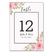 Elegant Pink Floral Wedding Party with Gold  テーブルナンバー (正面)