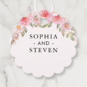 Elegant Pink Floral Wedding Party with Gold  フェイバータグ (正面)