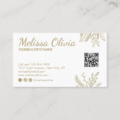 Elegant pink floral Wedding QR Code business card 名刺 (裏面)