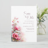 Elegant Pink Floral Wedding Save the Date セーブザデート (スタンド正面)