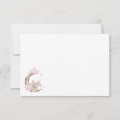 Elegant Pink Florals Moon Stars Tiara Quinceañera 出欠カード (裏面)