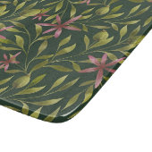 Elegant Pink Flower Pattern on Dark Background カッティングボード (角)
