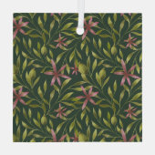 Elegant Pink Flower Pattern on Dark Background ガラスオーナメント (裏面)