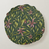 Elegant Pink Flower Pattern on Dark Background ラウンドクッション (裏面)