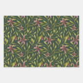 Elegant Pink Flower Pattern on Dark Background ラッピングペーパーシート (正面3)