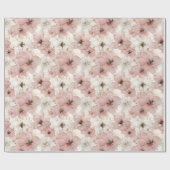 Elegant pink flowers and gold birthday paper wrap ラッピングペーパー (フラット)