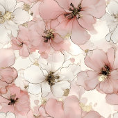 Elegant pink flowers and gold birthday paper wrap ラッピングペーパー