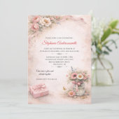 Elegant Pink Flowers Birthday Party | 招待状 (スタンド正面)