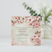 Elegant Pink Flowers Floral Wedding Invitation 招待状 (スタンド正面)