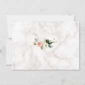 Elegant Pink Flowers Gold Frame Marble Wedding セーブザデート (裏面)