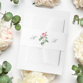 Elegant Pink French Rose Calligraphy Wedding 招待状ベリーバンド