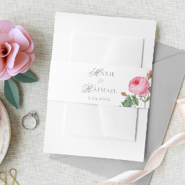 Elegant Pink French Rose Wedding 招待状ベリーバンド