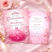 Elegant Pink & Fuchsia Quinceanera 招待状