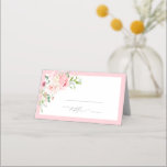 Elegant Pink Garden Flowers Bridal Shower プレイスカード<br><div class="desc">Complete your tablescape with this elegant blush floral bridal shower table number tent card. Featuring soft watercolor peonies in romantic pink tones with delicate greenery accents, this folded design adds a refined and feminine touch to each place setting. The subtle blush border frames the minimalist script beautifully, creating a cohesive...</div>