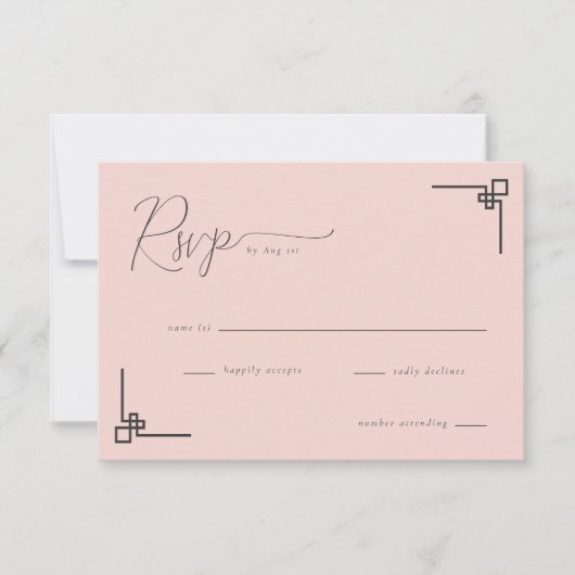 Elegant Pink Geometric RSVP (正面)