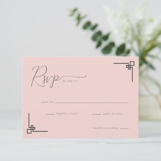 Elegant Pink Geometric RSVP (スタンド正面)