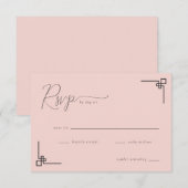 Elegant Pink Geometric RSVP (正面/裏面)