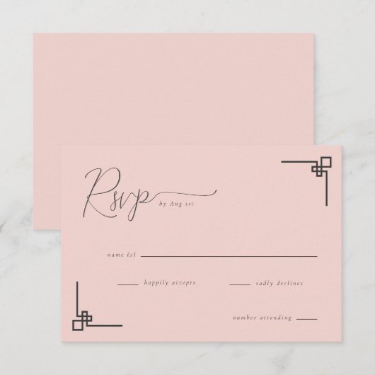 Elegant Pink Geometric RSVP (正面/裏面)