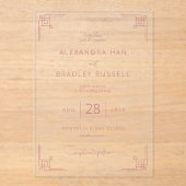 Elegant Pink Geometric Wedding アクリル招待状 (正面)