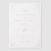 Elegant Pink Geometric Wedding ベラム紙招待状 (正面)