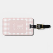 Elegant Pink Gingham Monogram ラゲッジタグ (正面横)