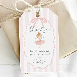 Elegant Pink Girl Ballerina Birthday Party ギフトタグ