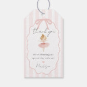 Elegant Pink Girl Ballerina Birthday Party ギフトタグ (裏面)