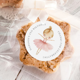 Elegant Pink Girl Ballerina Birthday Party ラウンドシール