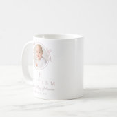 Elegant Pink Girl Photo Baptism コーヒーマグカップ (正面左)