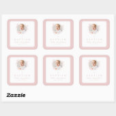 Elegant Pink Girl Photo Baptism スクエアシール (シート)
