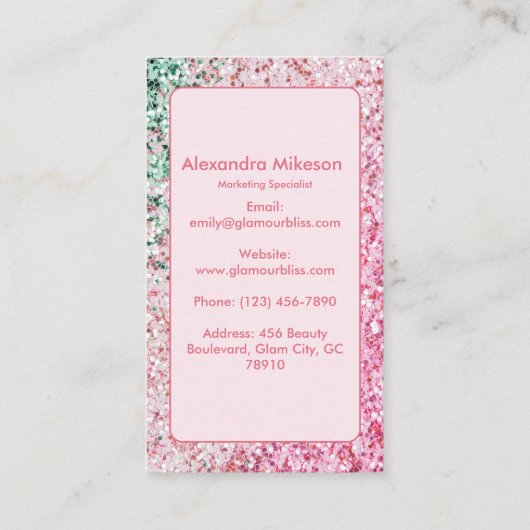 Elegant Pink Glitter Branding 名刺 (裏面)