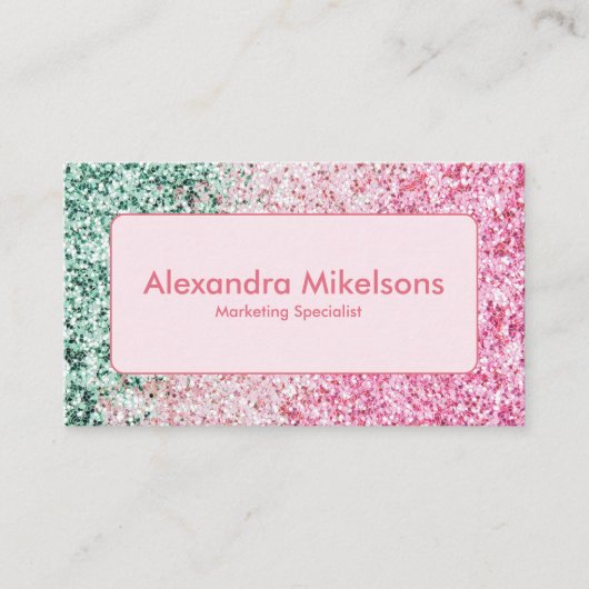 Elegant Pink Glitter Modern Branding 名刺 (正面)