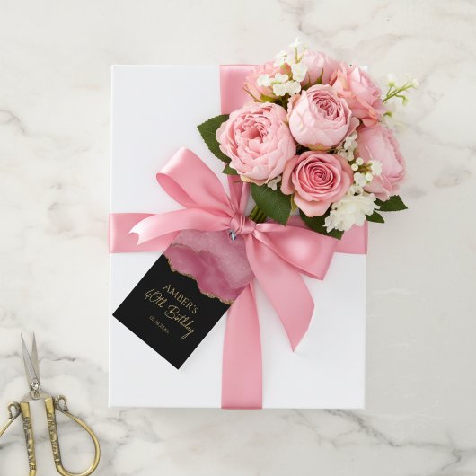 Elegant Pink Gold Abstract Marble Design ギフトタグ