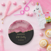 Elegant Pink Gold Abstract Marble Design ペーパープレート (パーティー)