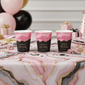 Elegant Pink Gold Abstract Marble Design 紙コップ