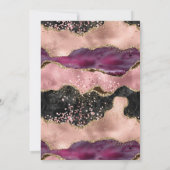 Elegant Pink Gold Agate Marble Glitter Wedding 招待状 (裏面)