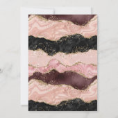 Elegant Pink Gold Agate Marble Glitter Wedding 招待状 (裏面)